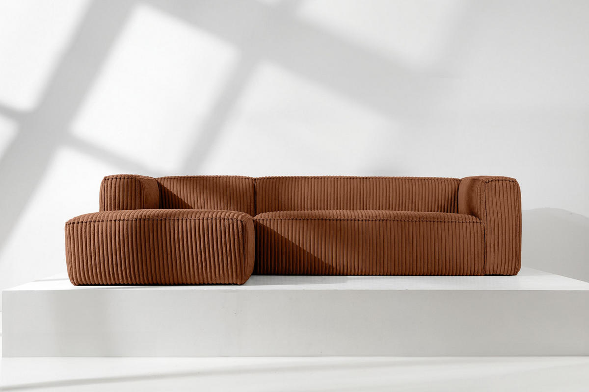 ECKSOFA-LINKS FEROX Modern, Cord-Stoff, rot - Rot, Textil (305/175cm) - KONSIMO®