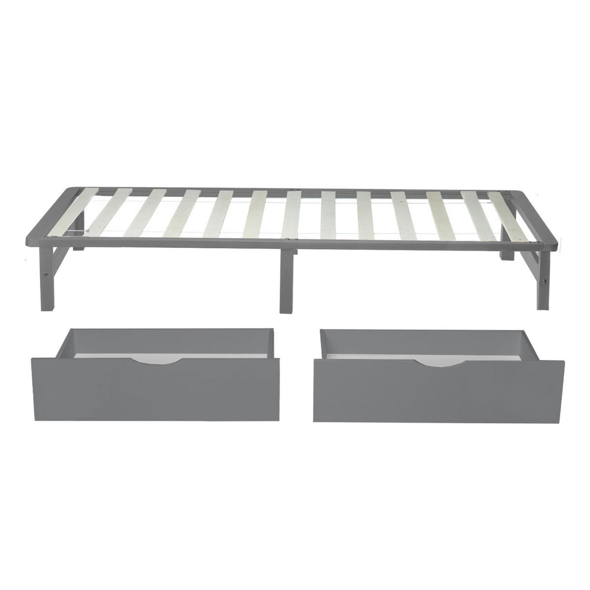 BETTSCHUBKASTEN 2er Set Grau 82/53,3 cm - Grau, Holz - Homestyle4u