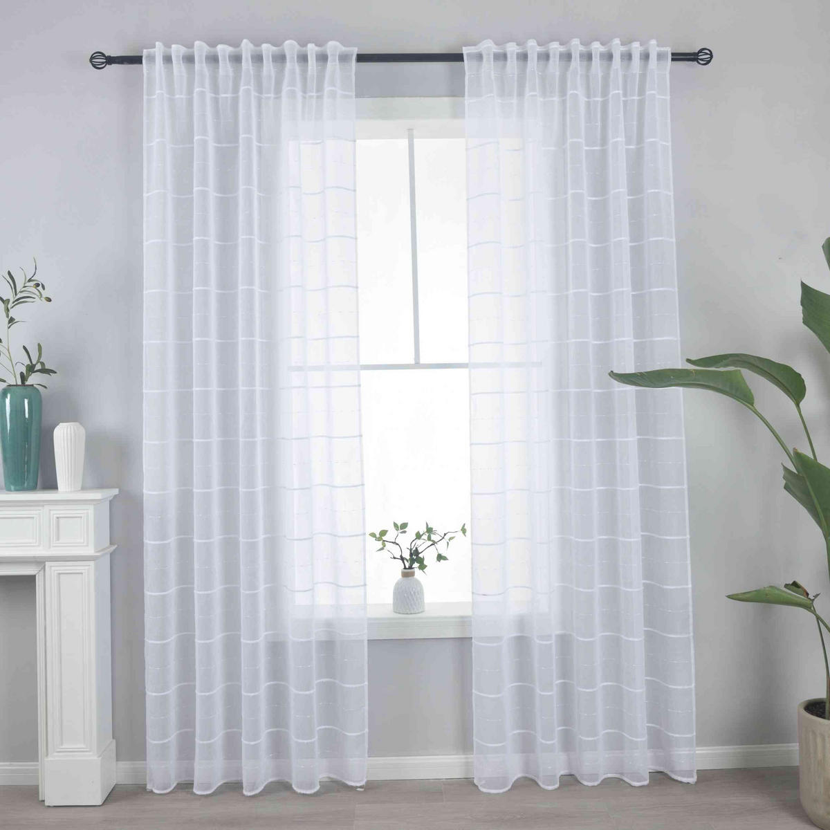 GARDINE LEINEN HxB 245x145 cm Natur Classic - Weiß, Textil (145/245cm) - Gardinenbox
