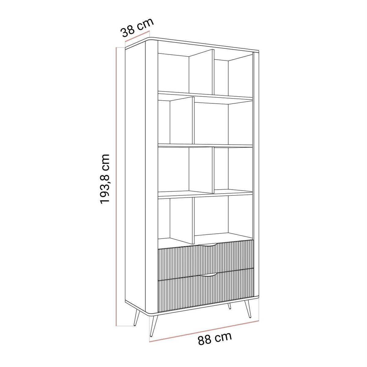 REGAL SCARLETT MIT SCHUBLADEN BEIGE + GOLD - Beige, Holzwerkstoff (88/193.8/38cm) - Lookway