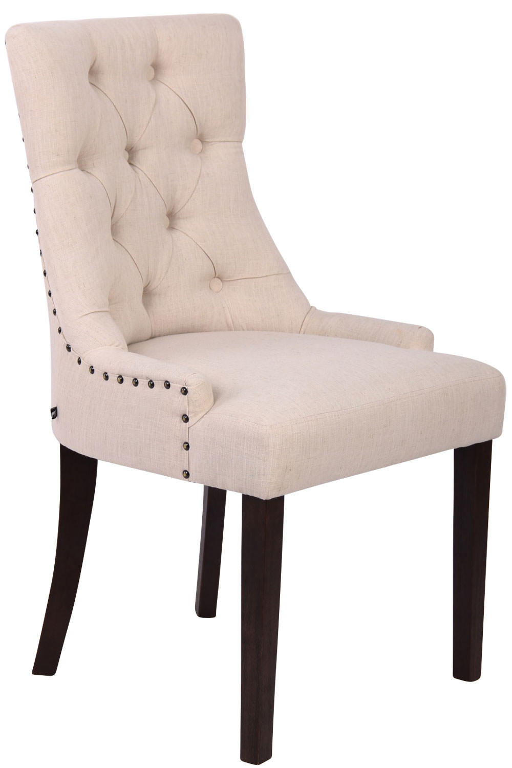 ESSZIMMERSTUHL Aboli Stoff, antik Creme - Dunkelbraun/Naturfarben, Holz/Textil (55/92/58cm) - TPFLiving