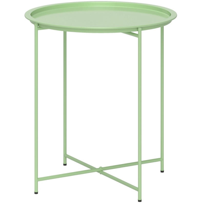 GARTENTISCH 46/46/53 cm grün aus Stahl mit abnehmbarem Tablett - Grün, Metall (46/46/53cm) - OKWISH