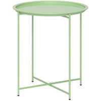 GARTENTISCH 46/46/53 cm grün aus Stahl mit abnehmbarem Tablett - Grün, Metall (46/46/53cm) - OKWISH