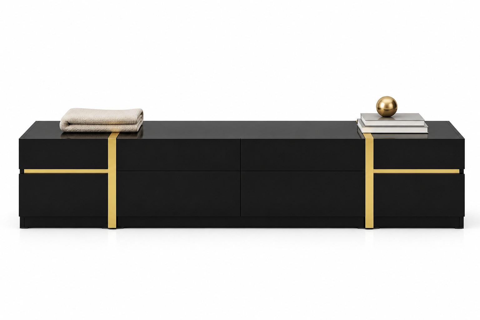 Stilvora Lowboard Schwarz 180x38x40 cm