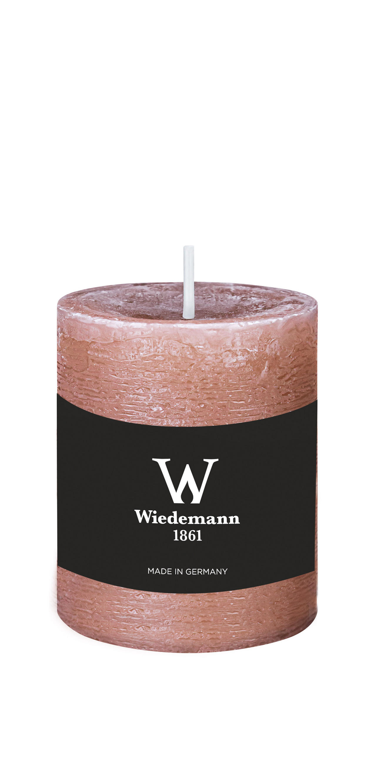 STUMPENKERZE Rustik Marble Style Rosenholz 80 x Ø 68 mm, 1 Stück - Rosa, Paraffin (8cm) - Wiedemann Kerzen