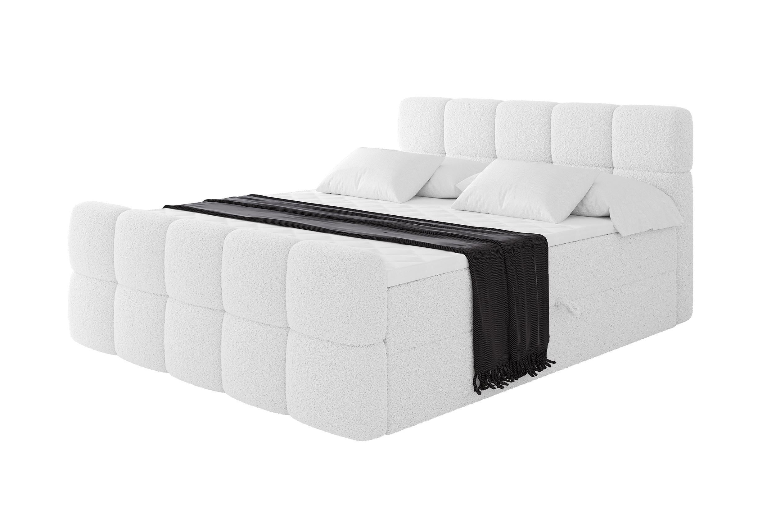 BOXBETT mit Matratze H4 - FAMA-Z - 200x200 cm Weiß Quelle - Weiß, Holzwerkstoff (200/200cm) - ALTDECOR