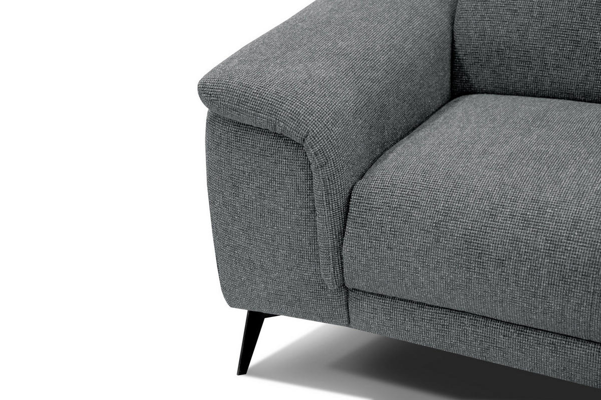 RELAXSOFA FIERO 3-Sitzer mit 1 Relaxfunktion, grau - Schwarz/Grau, Holzwerkstoff/Textil (212/82/103cm) - Courtois Laville
