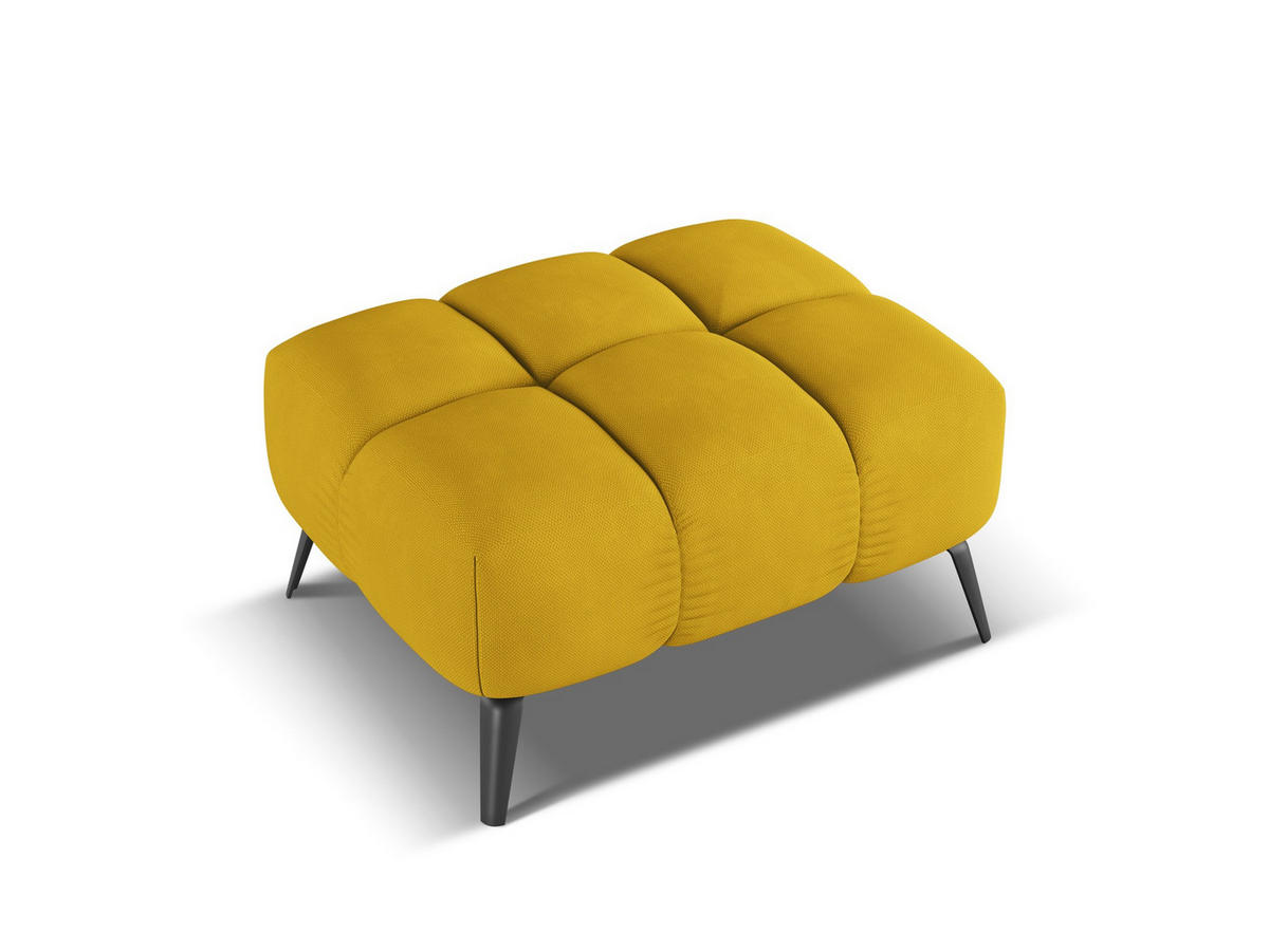 POUF Chenille Stoff Gelb - Currygelb/Gelb, Textil/Metall (78/41/60cm) - Makamii