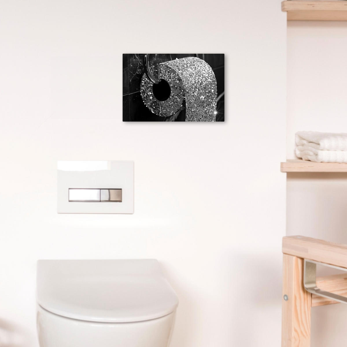 SLIKA NA PLATNU WC 30x20 cm - srebrne barve, tekstil (30/20cm) - MuchoWow
