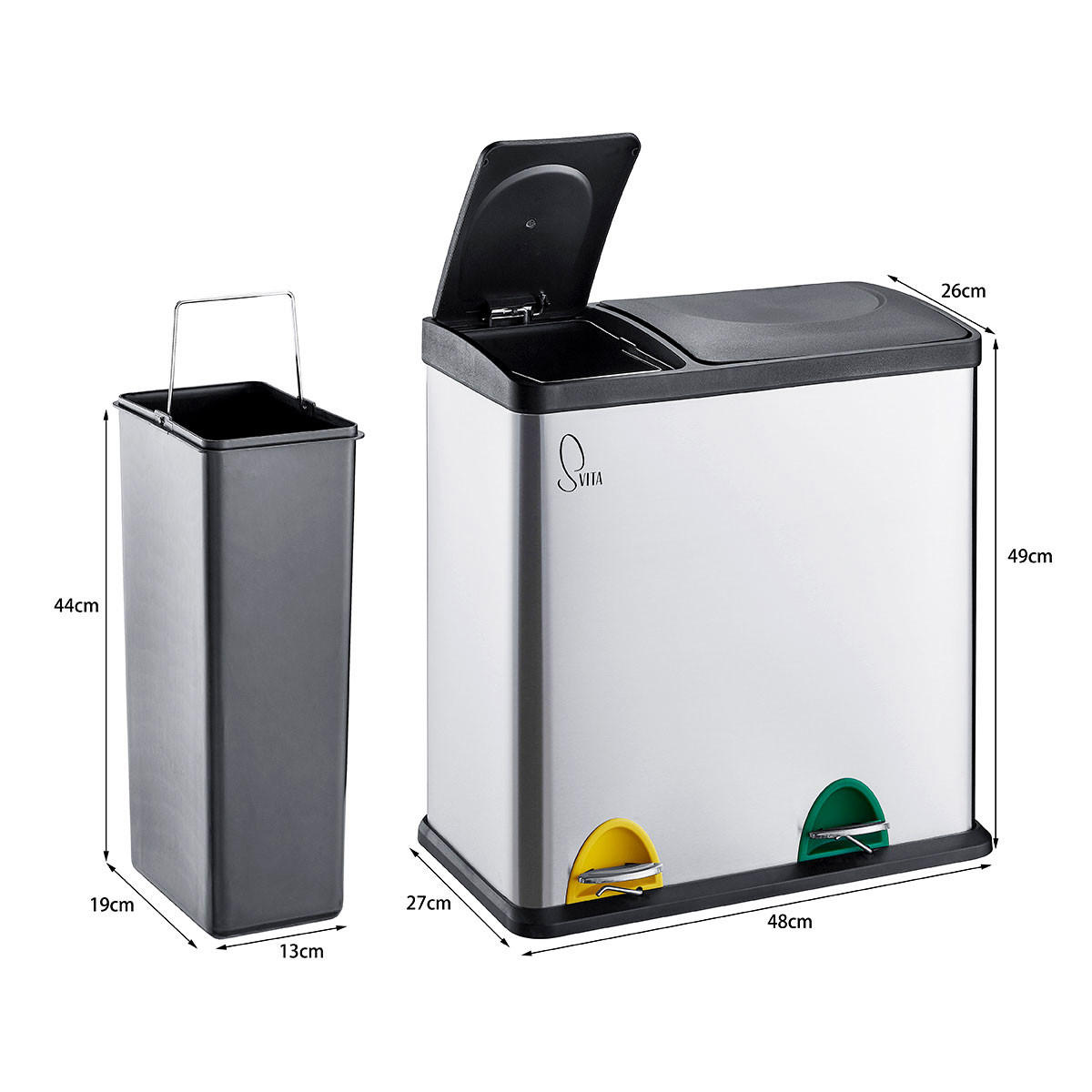 MÜLLEIMER TC2Combo35 - Silberfarben, Metall (48/49/27cm) - SVITA