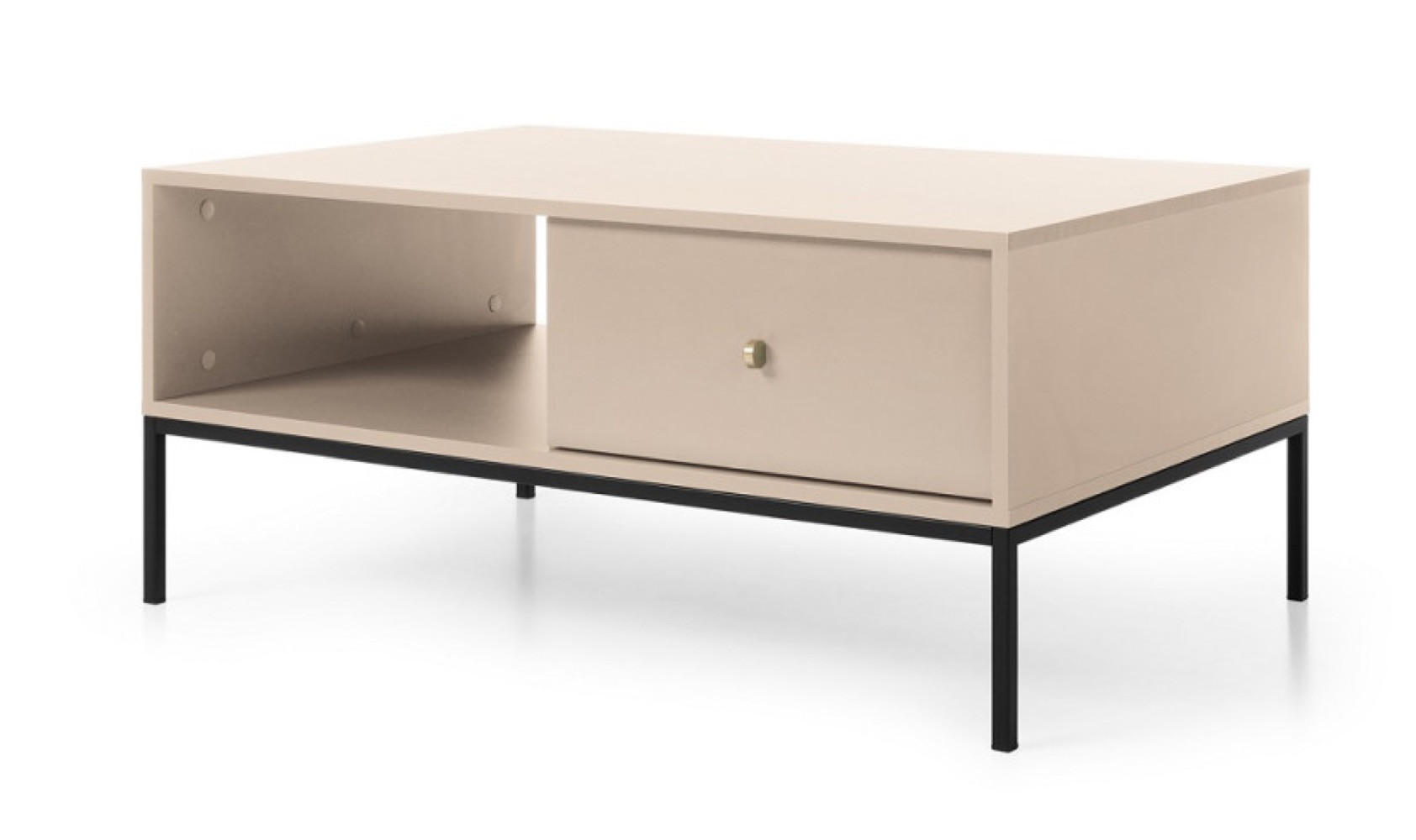 TISCH Beige MONAKO Mit Schwarzem Gestell Mit Metallgestell - Beige, Holzwerkstoff (1/68/46.2cm) - Sepro Meble