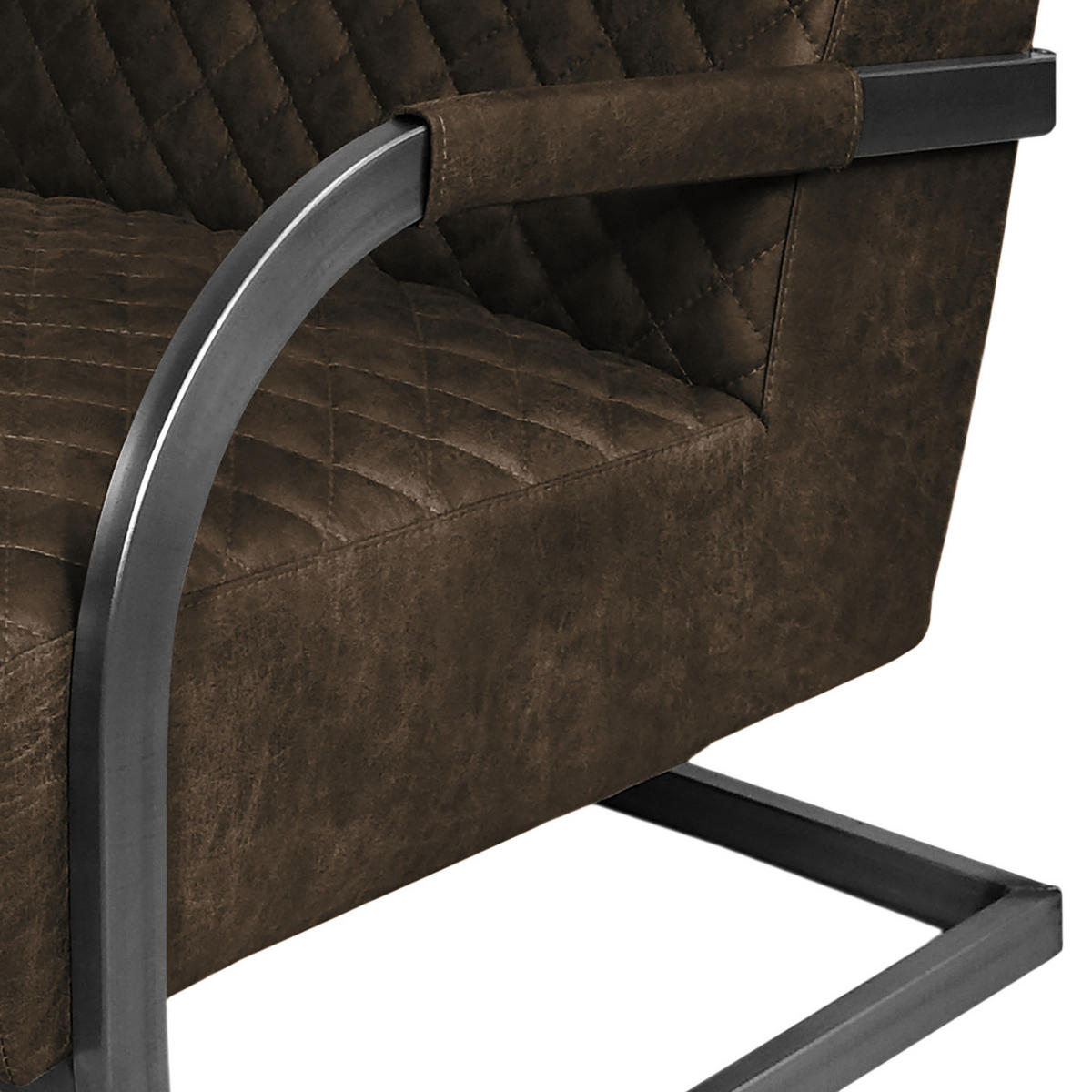 SESSEL - Antiklederlook - Graubraun, Textil (87/80/61cm) - home24