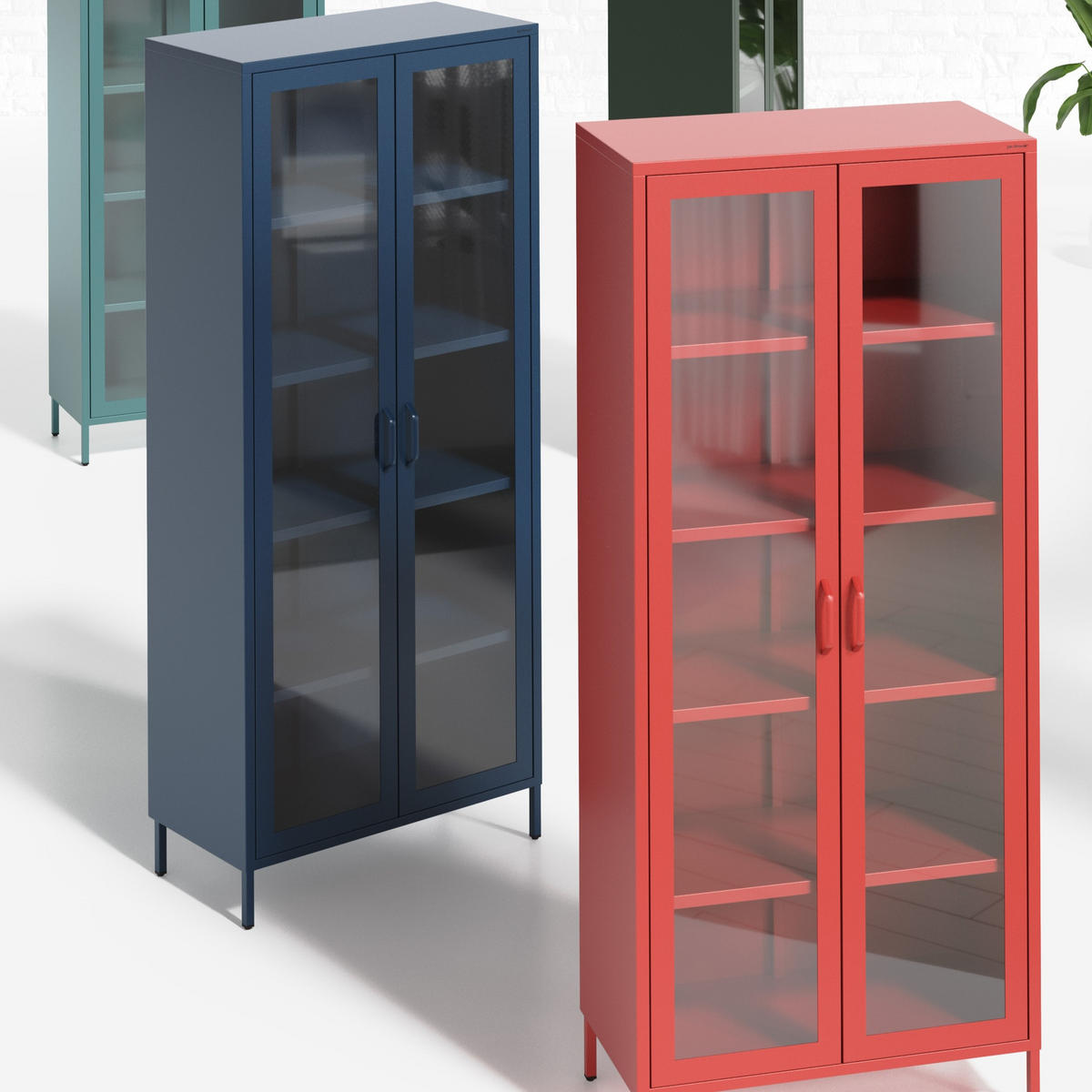 WOHNZIMMER Vitrine ANGELO Modern - Rot, Metall (80/185/45cm) - Jan Nowak