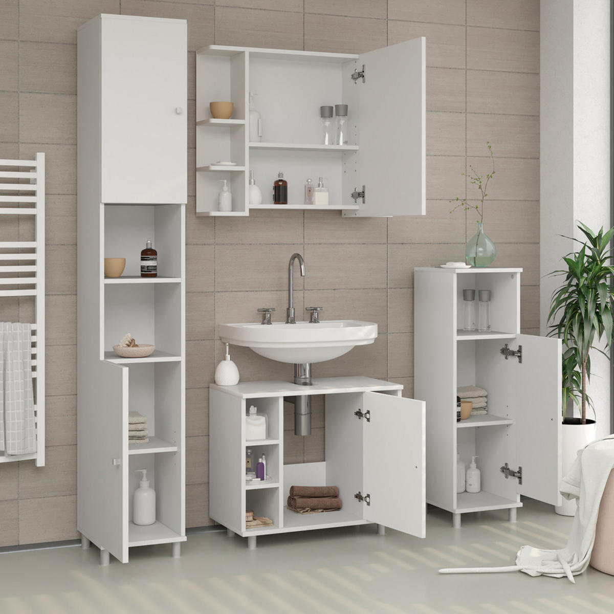 WASCHBECKENUNTERSCHRANK Fynn Weiß 60 x 54 cm - Weiß, Holzwerkstoff (60/54/32cm) - Vicco