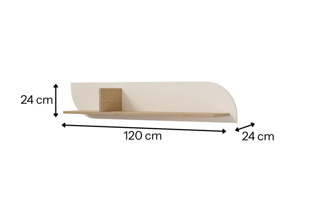 WANDREGAL CARLO 15 120/24/24 cm in Macadamia / Frühlingseiche - Kaschmir, Holzwerkstoff (120/24/24cm) - Deine Möbel 24