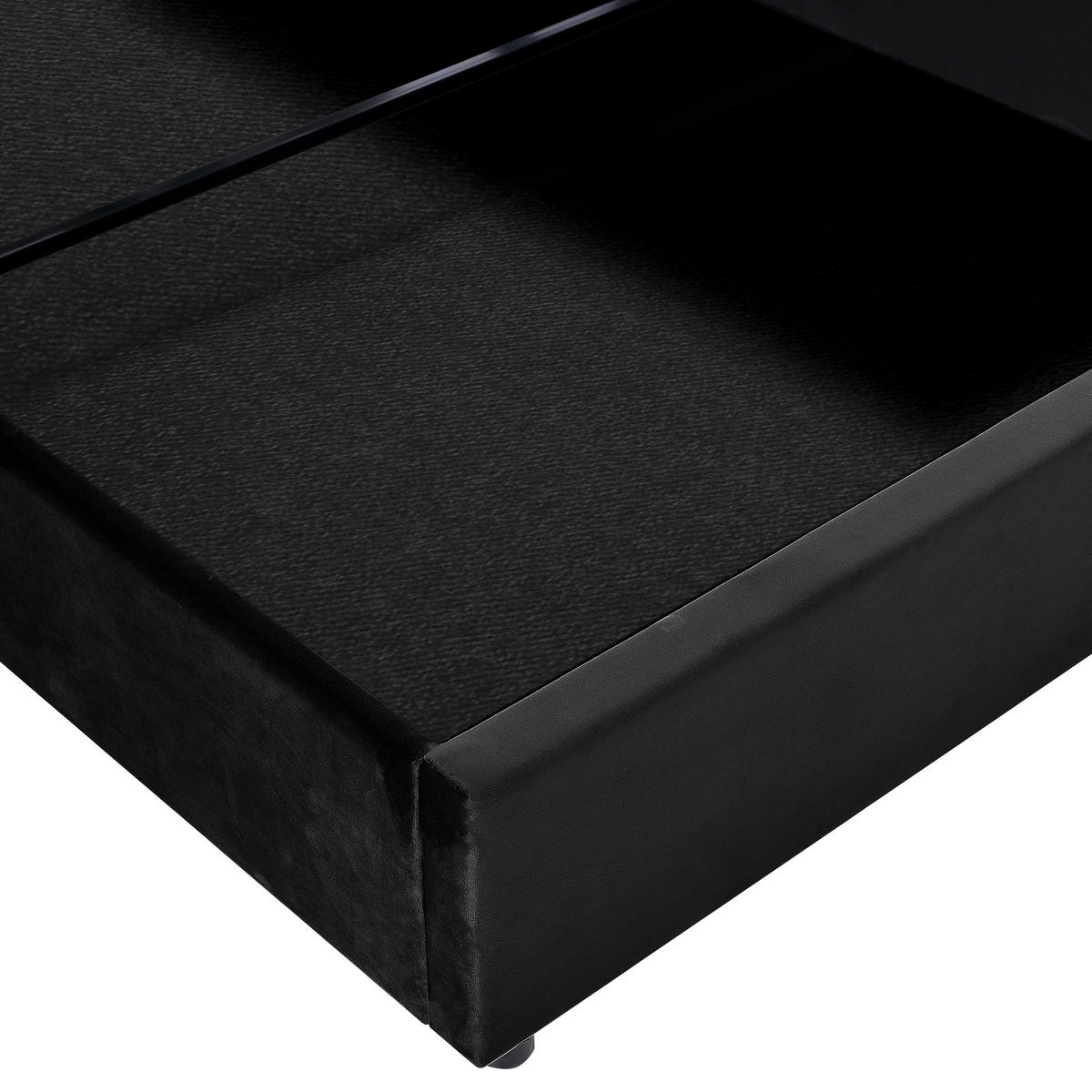 POLSTERBETT 140/200 cm in Schwarz mit Bettkasten, verstellbarem Kopfteil und Metallrahmen, Samt - Schwarz, Holzwerkstoff/Textil (140/200cm) - STILVORA