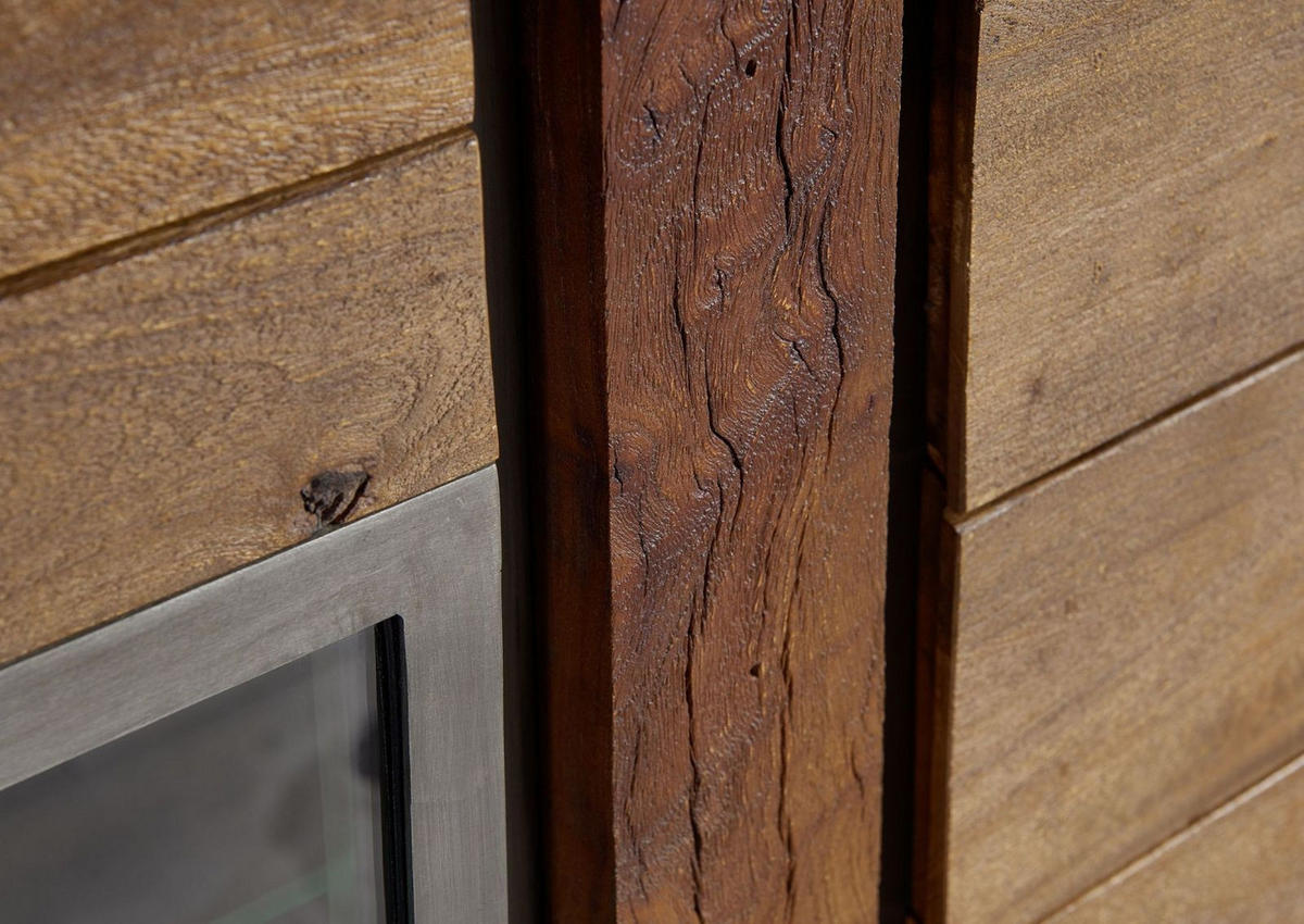 VITRINE Mango 90x45x204 braun lackiert Amsterdam #08 - Braun, Holz (90/204/45cm) - Massivmoebel24