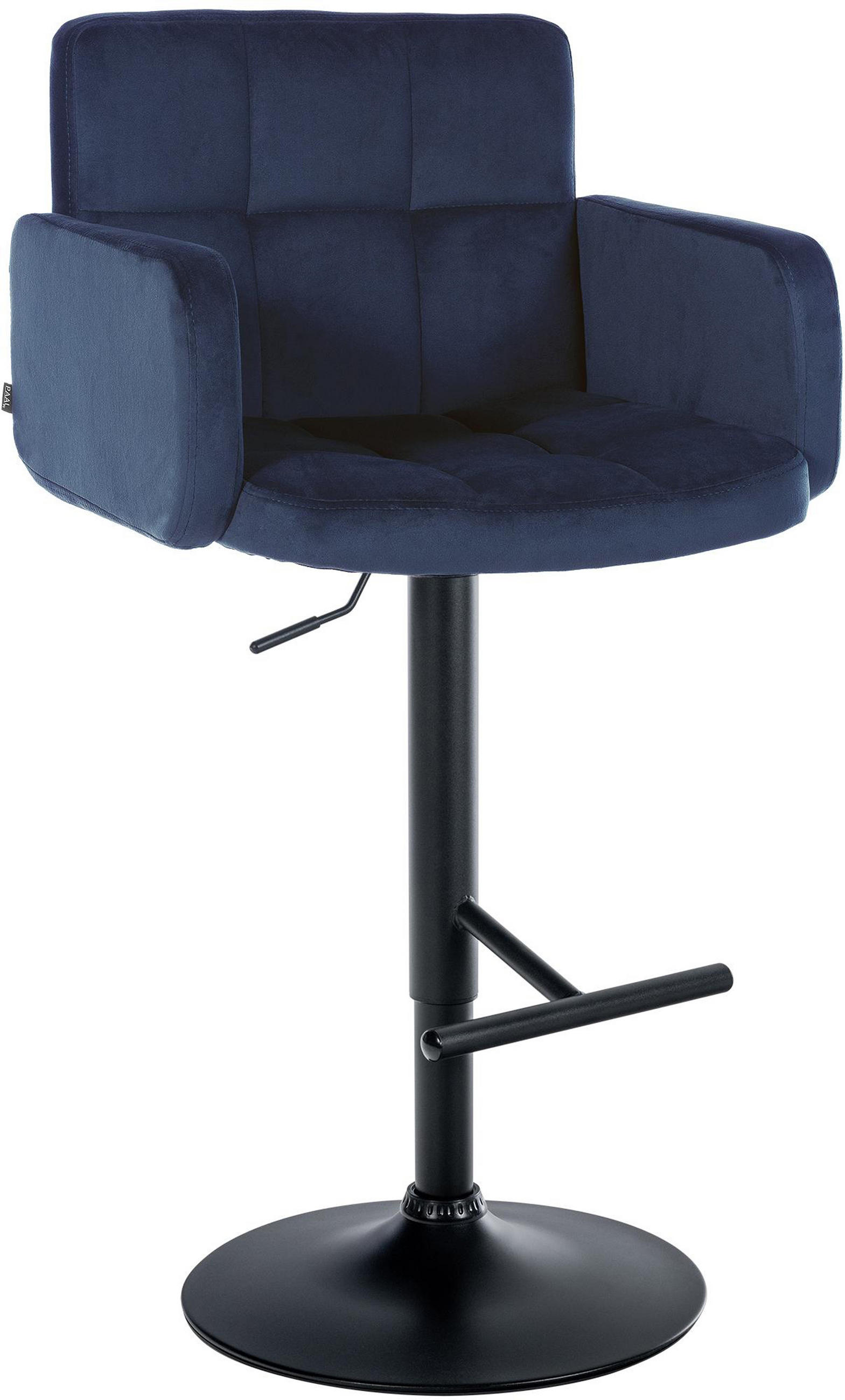 BARHOCKER Lausanne Samt schwarz blau - Blau/Schwarz, Textil/Metall (60/113/56cm) - TPFLiving