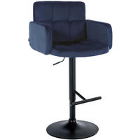 BARHOCKER Lausanne Samt schwarz blau - Blau/Schwarz, Textil/Metall (60/113/56cm) - TPFLiving