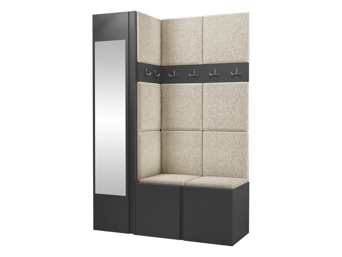 GARDEROBEN-SET Orion X - Creme/Graphitfarben, Holzwerkstoff/Kunststoff (124/186/46cm) - MIRJAN24