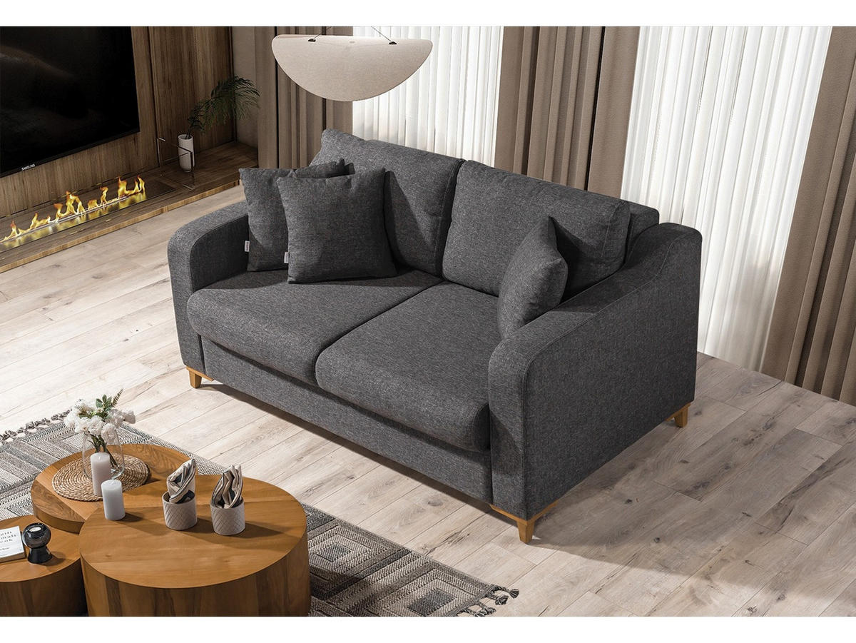 SOFA Transforma 2-Sitzer Webstoff Anthrazit - Anthrazit, Holz/Textil (170/80/100cm) - Villa Möbel