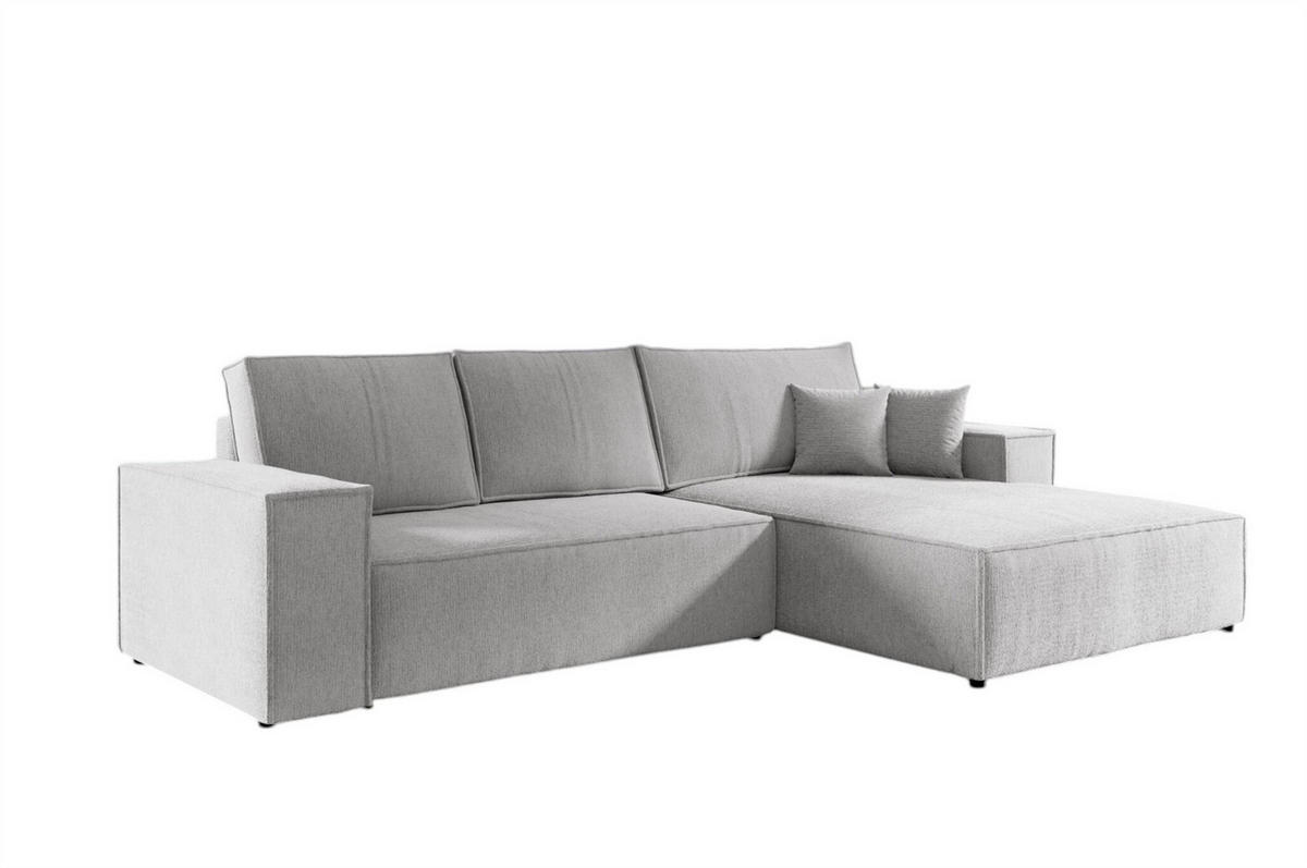 ECKSOFA Corunia In Aragon - Hellgrau, Holzwerkstoff/Textil (294/185cm) - Fun Möbel