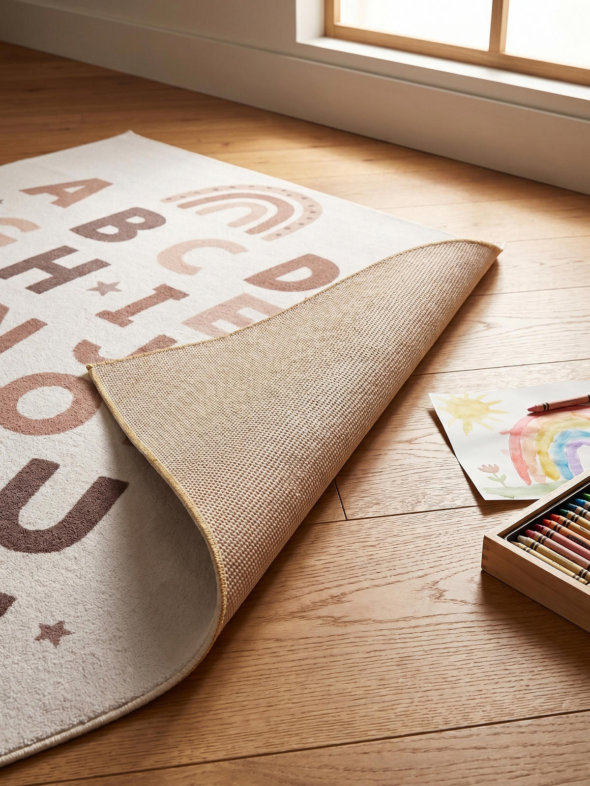 SPIELTEPPICH Waschbar TINO in Creme, mit Alphabet-Motiv, 120 x 170 cm - Beige, Textil (170/120cm) - KADIMA DESIGN