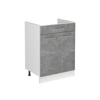 SPÜLENUNTERSCHRANK R-Line, Beton/Weiß, 60 cm ohne Arbeitsplatte - Weiß/Grau, Holzwerkstoff (60/81.6/46cm) - Vicco