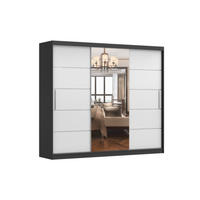 SCHIEBETÜRENSCHRANK - ELBA I Schwarz + Weiß - Schwarz/Weiß, Holzwerkstoff/Metall (250/218/61cm) - Möblo