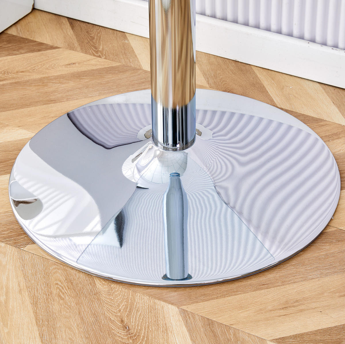 RUNDER Bartisch 85/85/76 cm mit Glasplatte und Metallgestell in Silber - Silberfarben, Glas (85/85/76cm) - BEAOK