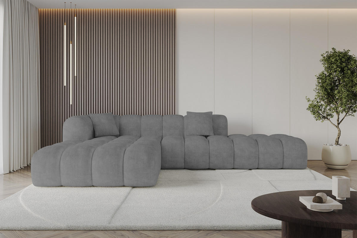 ECKSOFA Ottomane Links OLEA-L2 - 289x176x71 cm Titanfarben - Titanfarben/Schwarz, Holzwerkstoff/Kunststoff (289/176cm) - ALTDECOR