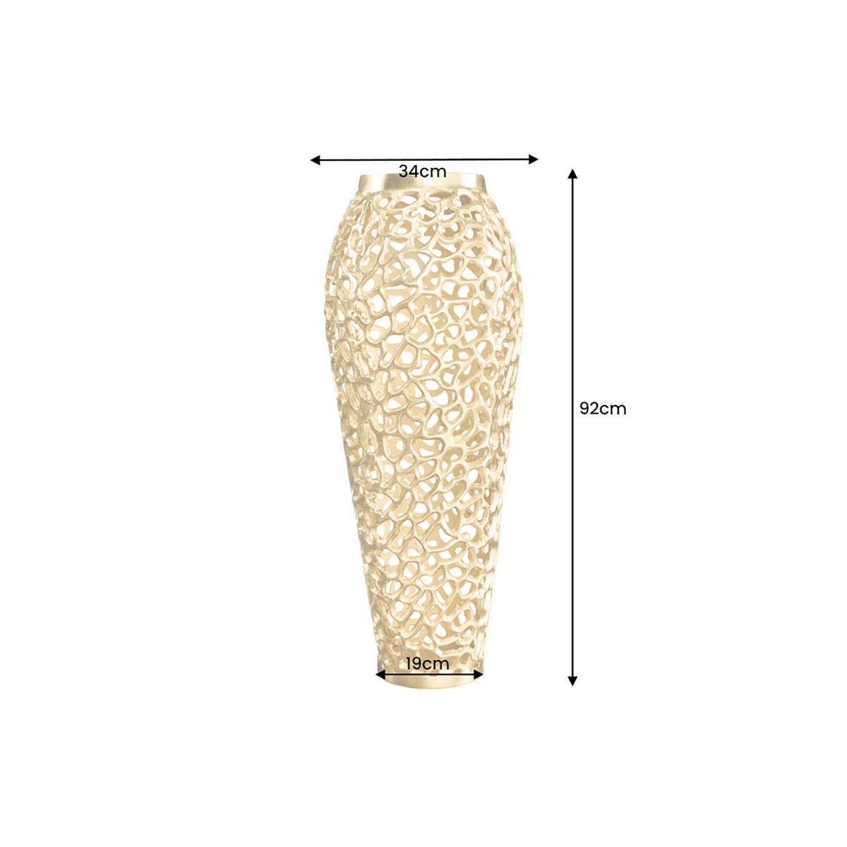 VASE ABSTRACT LEAF Metall Gold 34 cm - Goldfarben, Metall (92cm) - riess-ambiente