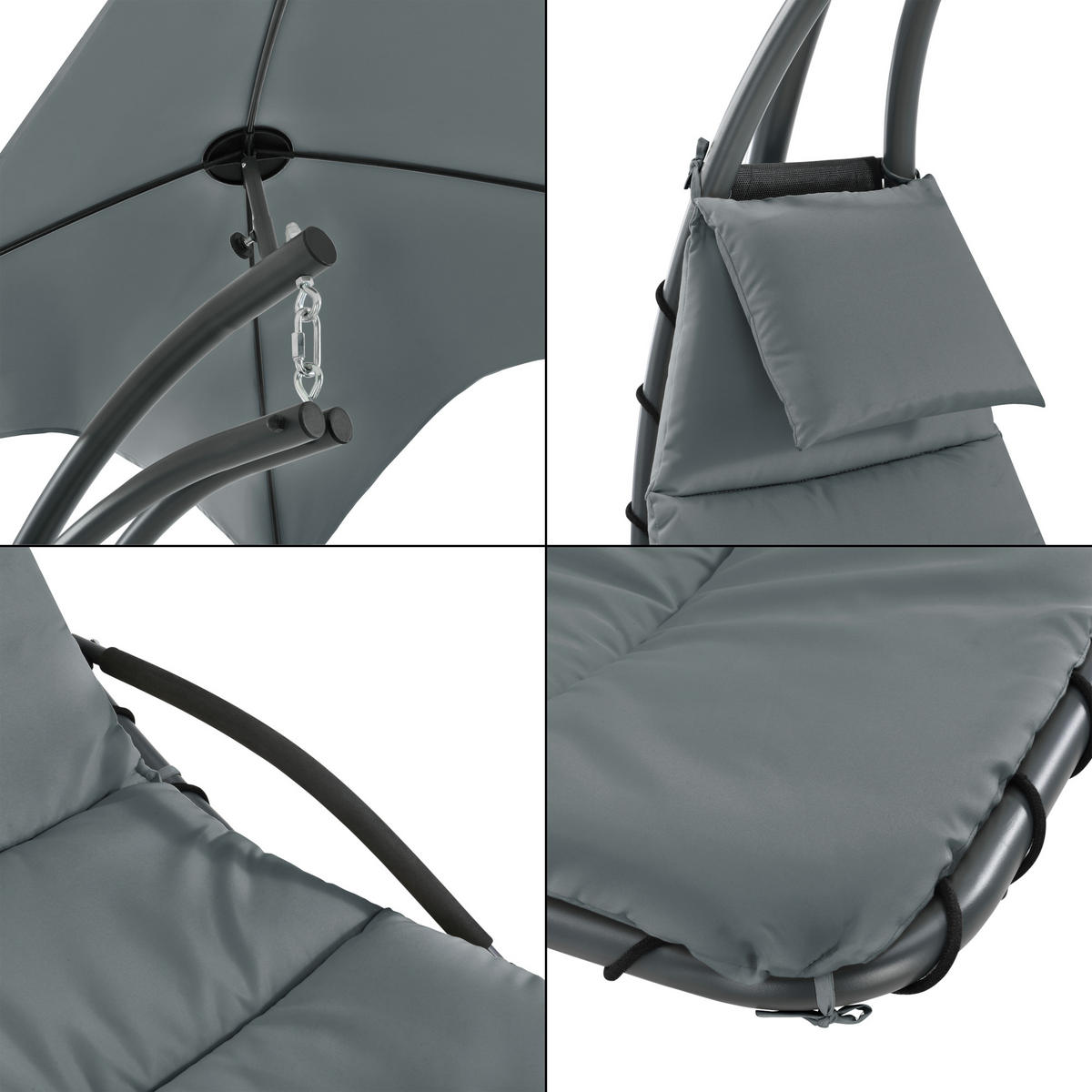 HÄNGELIEGE Lorca - Grau, Metall (166/210/116cm) - [en.casa]