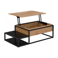 COUCHTISCH höhenverstellbar - MDF & Metall - Naturfarben & Schwarz - LUTESA - Hellbraun, Holz (110/60/38cm) - Vente-Unique