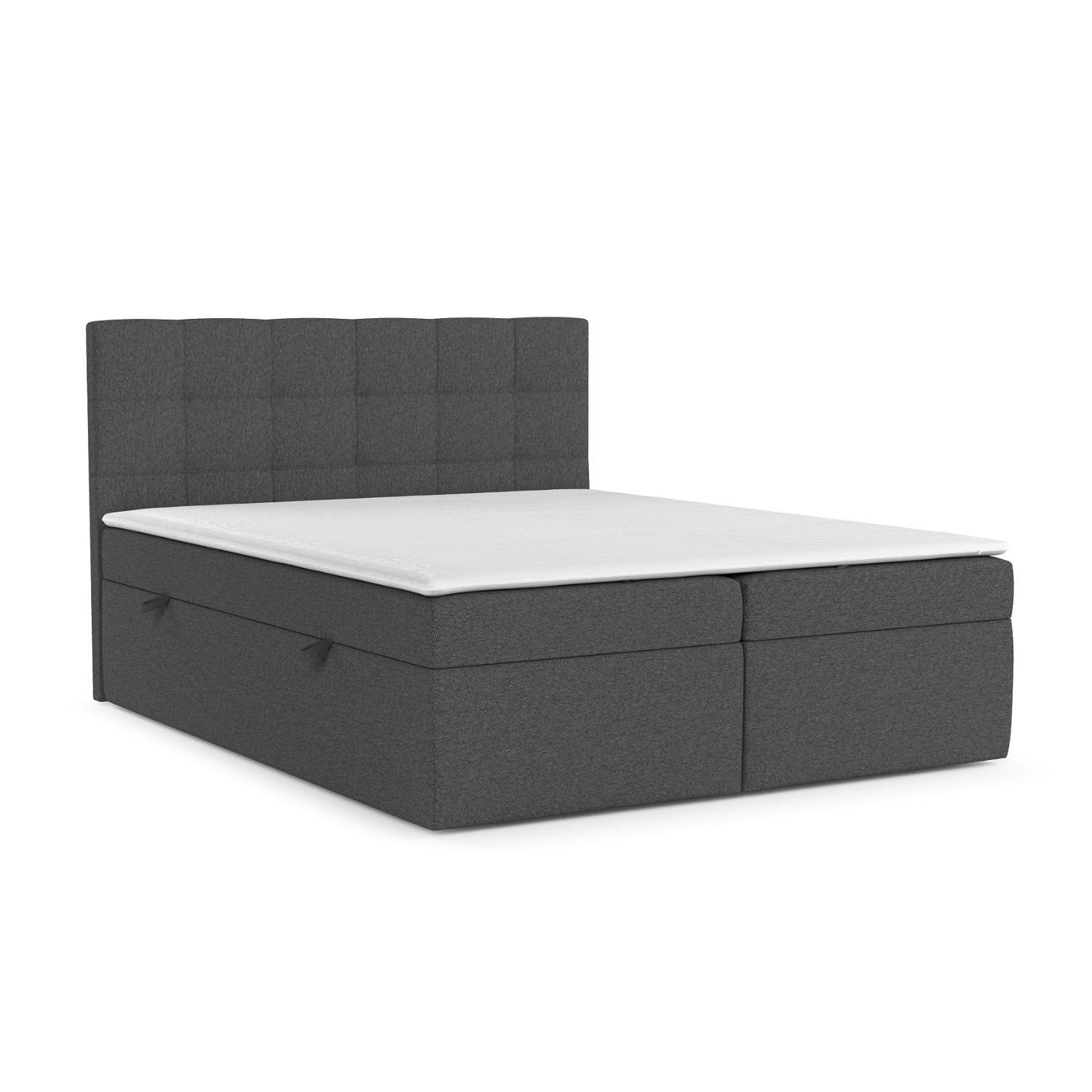 BOXBETT Lean 160/200 cm Anthrazit im Megan Stoff - Anthrazit/Schwarz, Holz/Holzwerkstoff (160/200cm) - AltaBeds