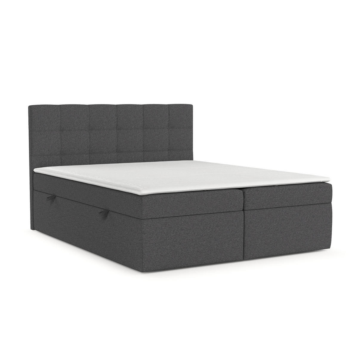 BOXBETT Lean 160/200 cm Anthrazit im Megan Stoff - Anthrazit/Schwarz, Holz/Holzwerkstoff (160/200cm) - AltaBeds