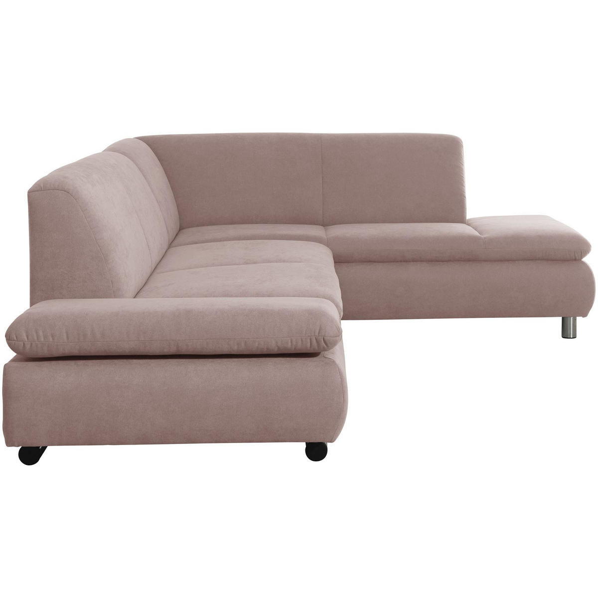 ECKSOFA mit Ottomane rechts Kaye Flachgewebe rosé - Rosa, Kunststoff (190/270cm) - 58aufmkessel
