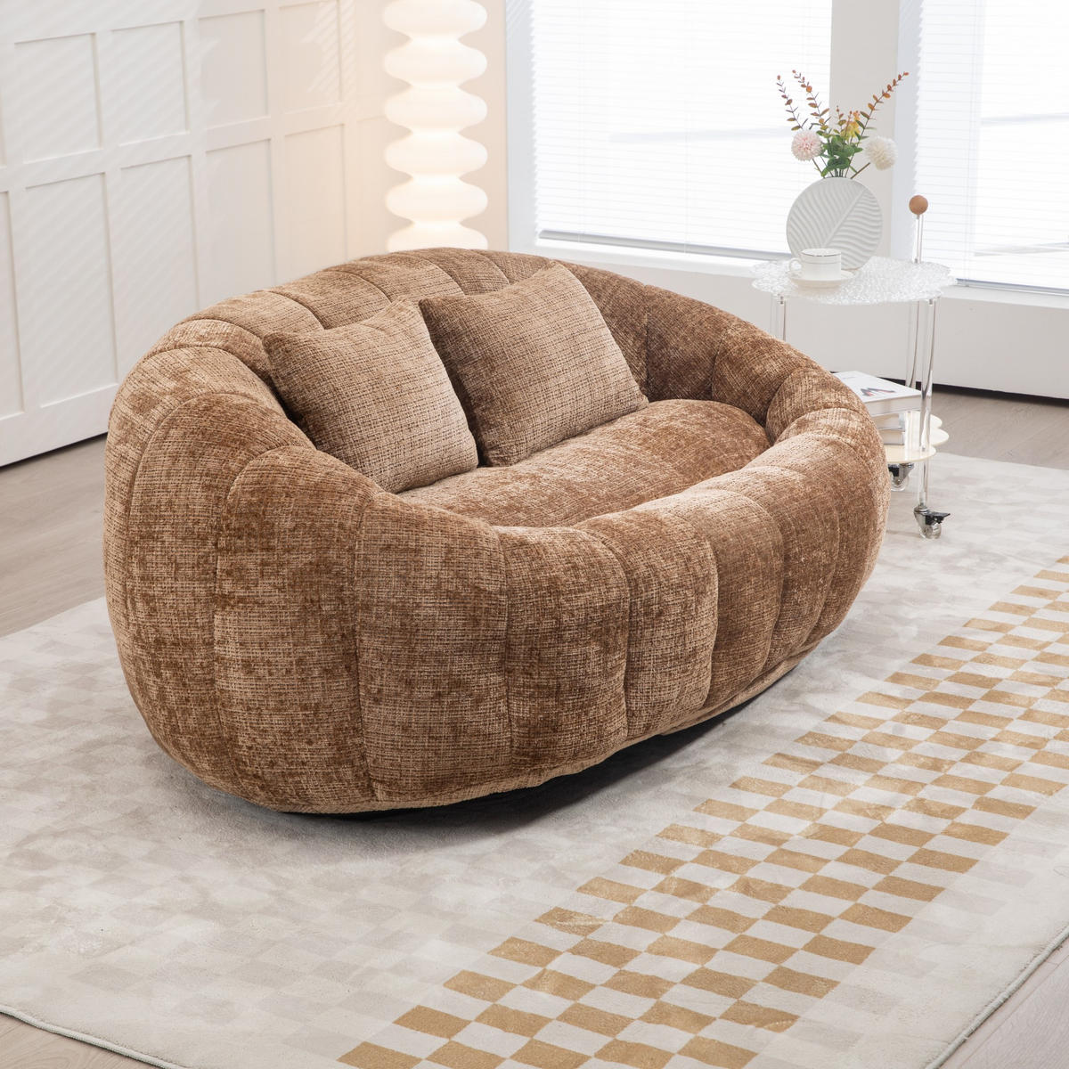 SITZSACK Chenille, Sofa mit 3 extra Kopfkissen,Braun - Braun, Textil (145/63/95cm) - LVHOM