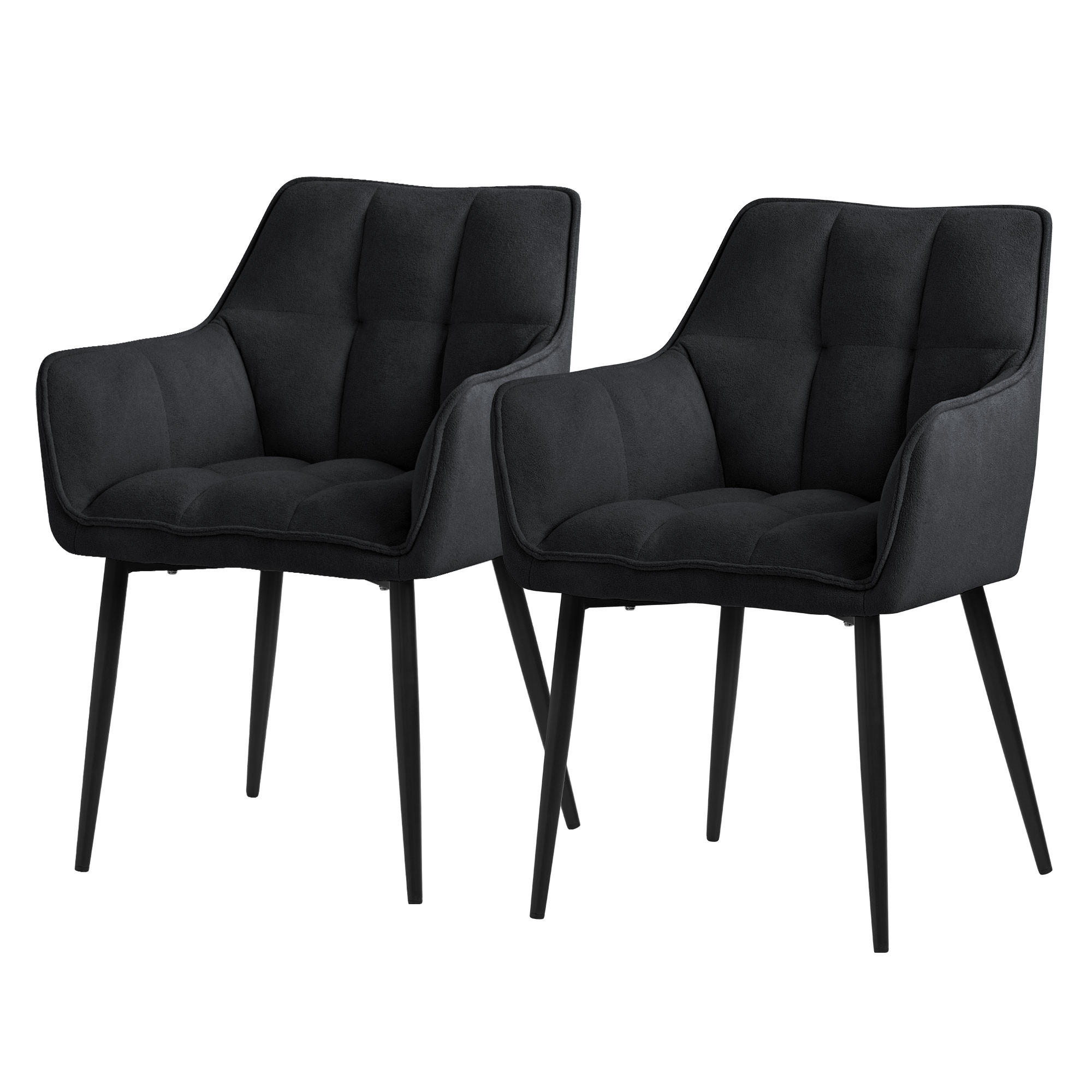 ML-DESIGN JÍDELNÍ ŽIDLE, SADA 2 KS, černá froté látka
