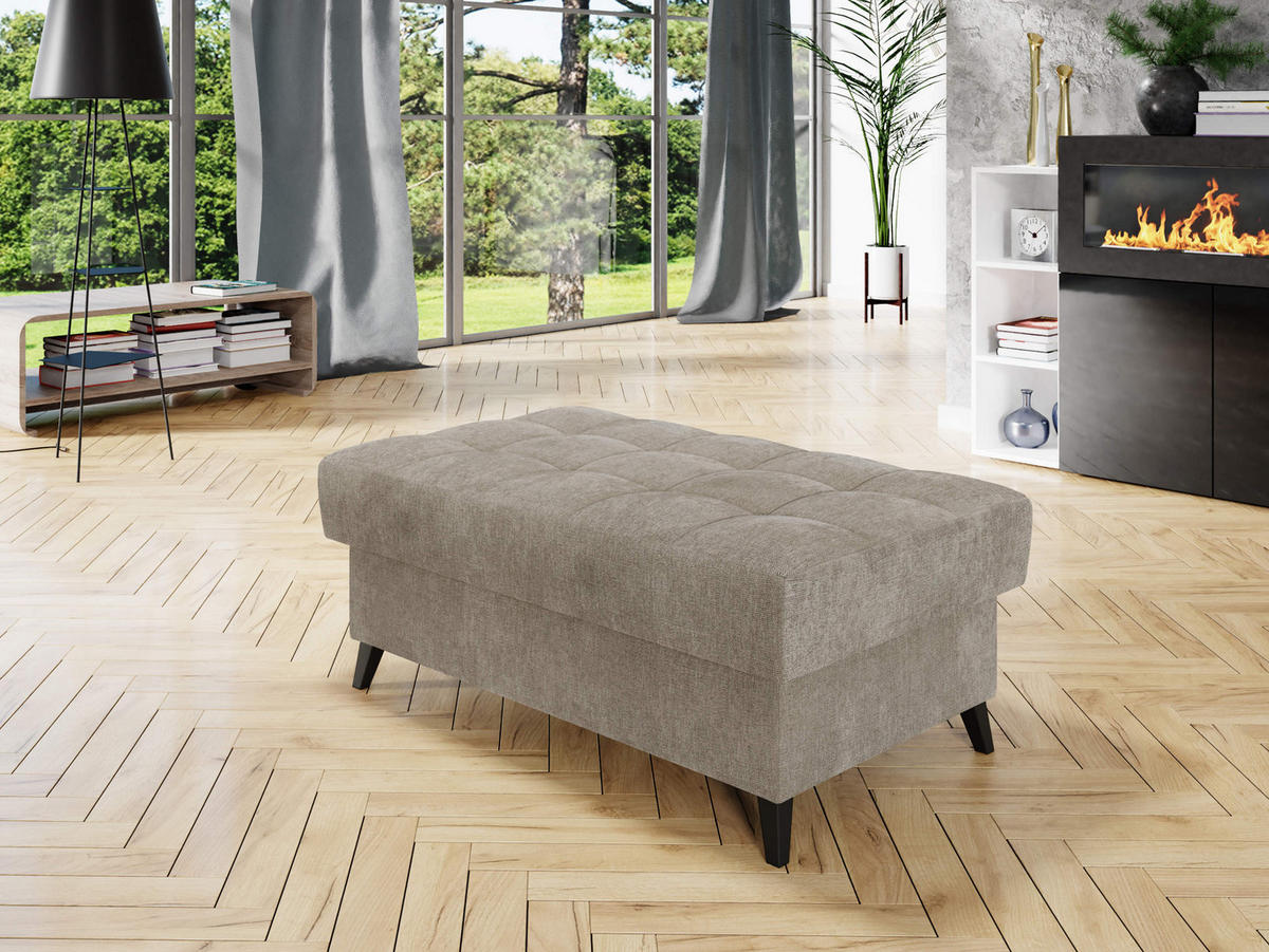 POLSTERHOCKER Nord - Taupe/Schwarz, Holz/Textil (106/44/67cm) - MIRJAN24