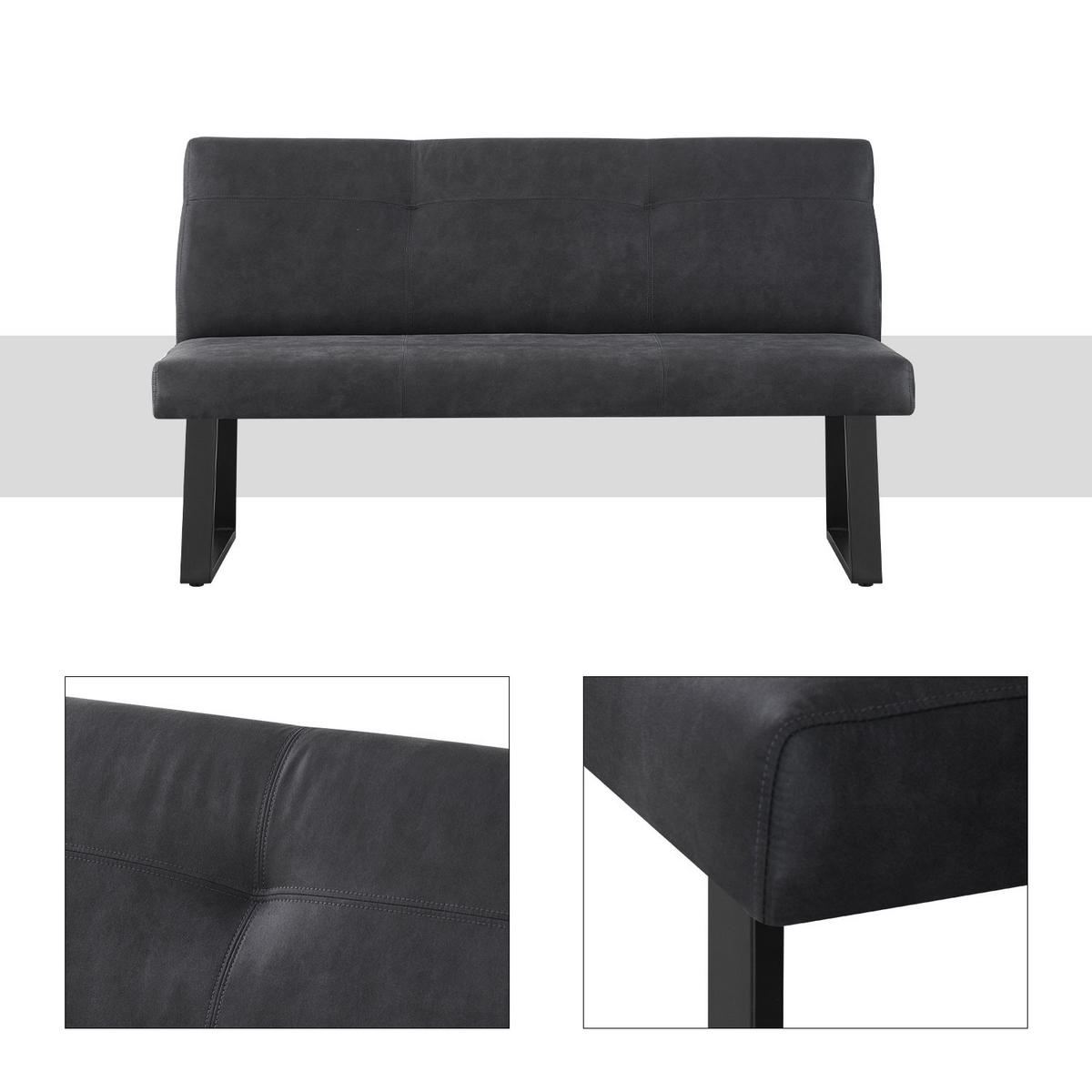SITZBANK JOY - Schwarz, Metall (160/89/65cm) - DUBI Möbel