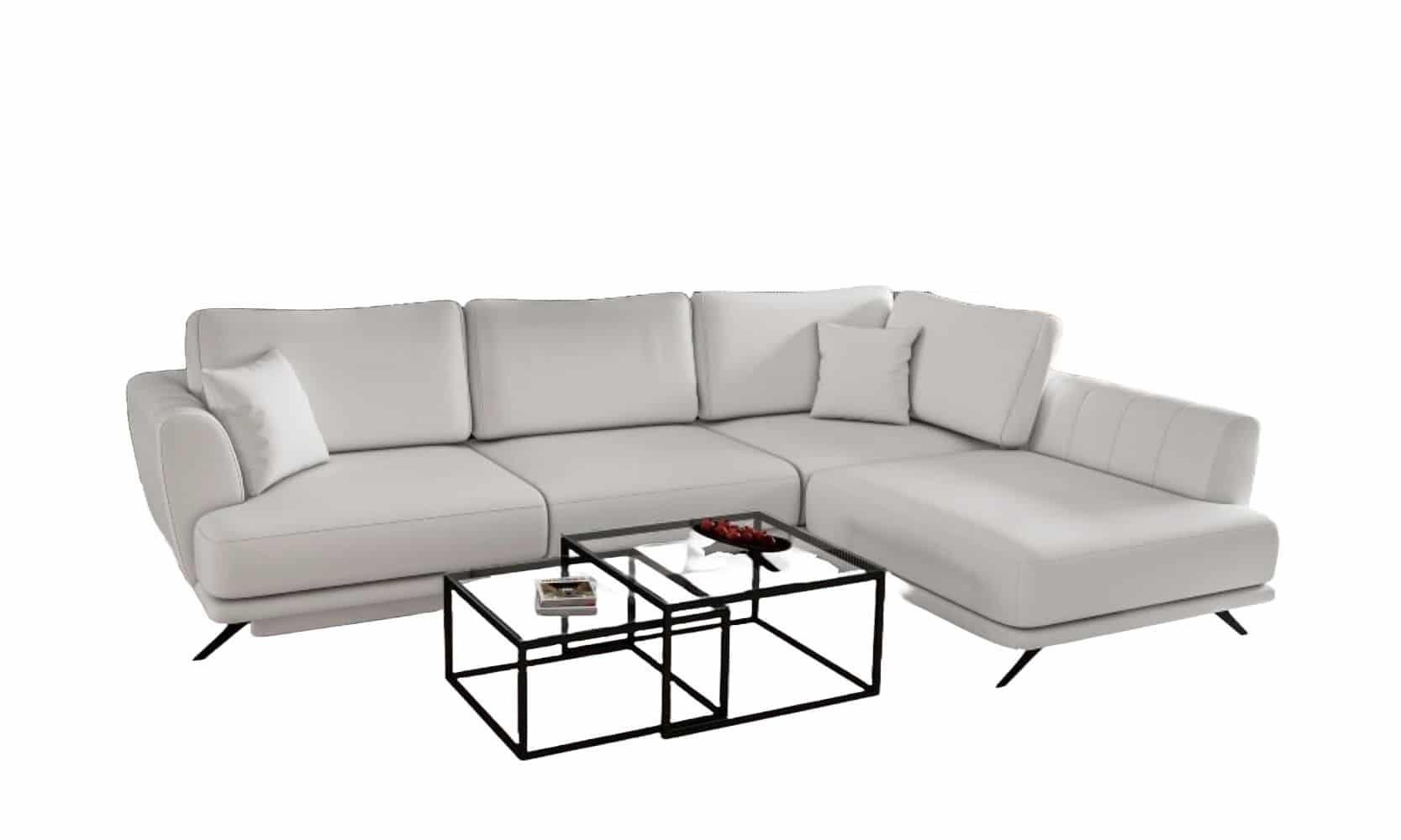 ECKSOFA mit Schlaffunktion und Bettkasten - Schwarz/Weiß, Textil/Metall (191/276cm) - Eltap