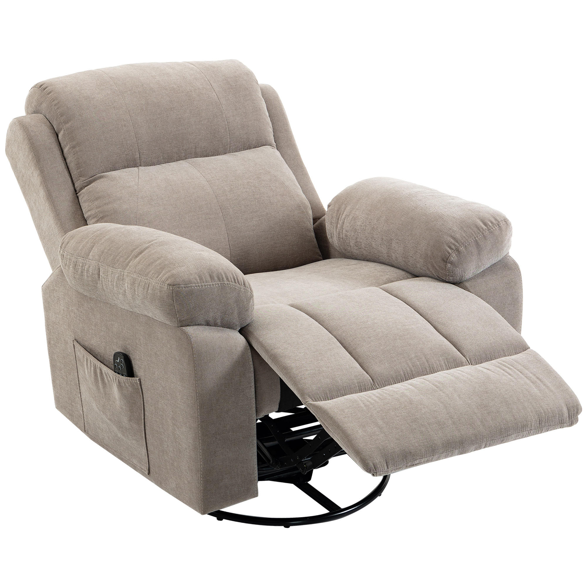RELAXSESSEL Chenille Beige - Beige/Schwarz, Holzwerkstoff/Textil (97/104/97cm) - HOMCOM