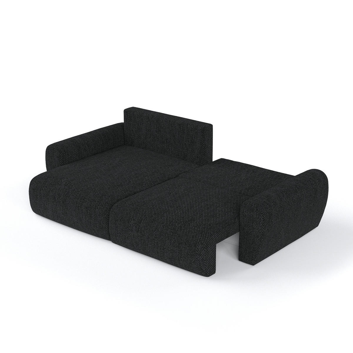 ECKSOFA OMARI mit Schlaffunktion Schwarz im Neve Stoff - Schwarz, Holz/Holzwerkstoff (253/153cm) - AltaBeds