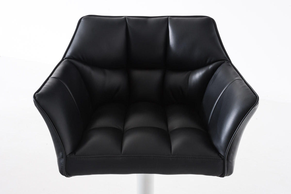 BARHOCKER Sihar Kunstleder Schwarz Weiß - Schwarz, Leder/Metall (64/88/45cm) - DELUKE