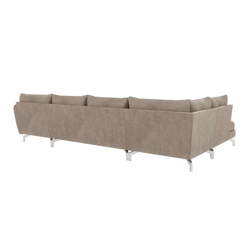 Thumbnail - S-Style Möbel Wohnlandschaft, Beige, Textil, 7-Sitzer, Füllung: Silikon,Silikon,Komfortschaum, U-Form,L-Form, 336x87x200...