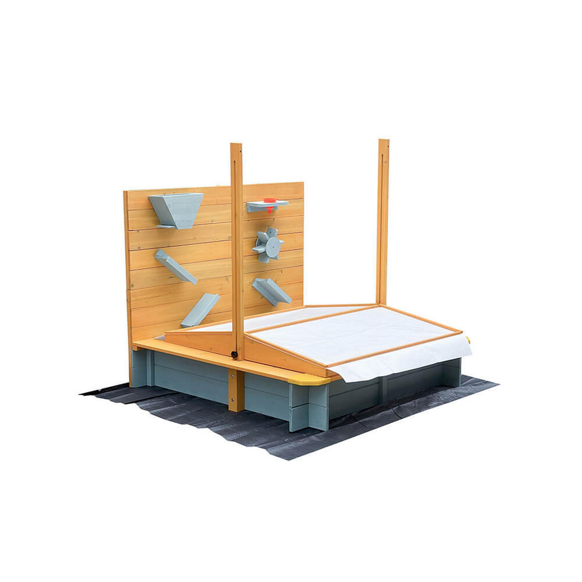 SANDKASTEN SANDY - Farbe: Holz/Grau - Braun/Grau, Holz (110/110/110cm) - Home Deluxe