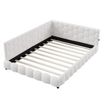 POLSTERBETT 140x200 cm - mit LED-Unterbodenbeleuchtung und USB-Ladefunktion - ohne Matratze - Weiß - Weiß, Textil (140/200cm) - DELFA