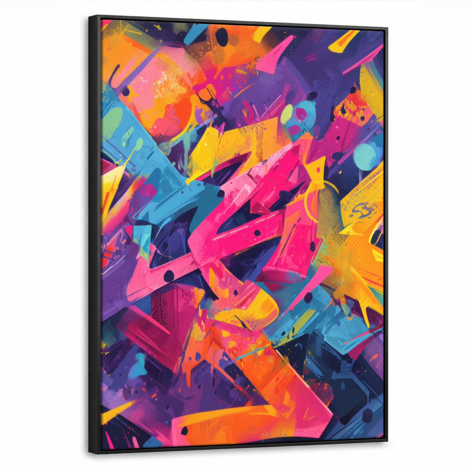 LEINWAND Bilder mit Rahmen - Abstrakt - Formen - Farbenfroh - 70x100 - Magenta, Textil (70/100cm) - MuchoWow