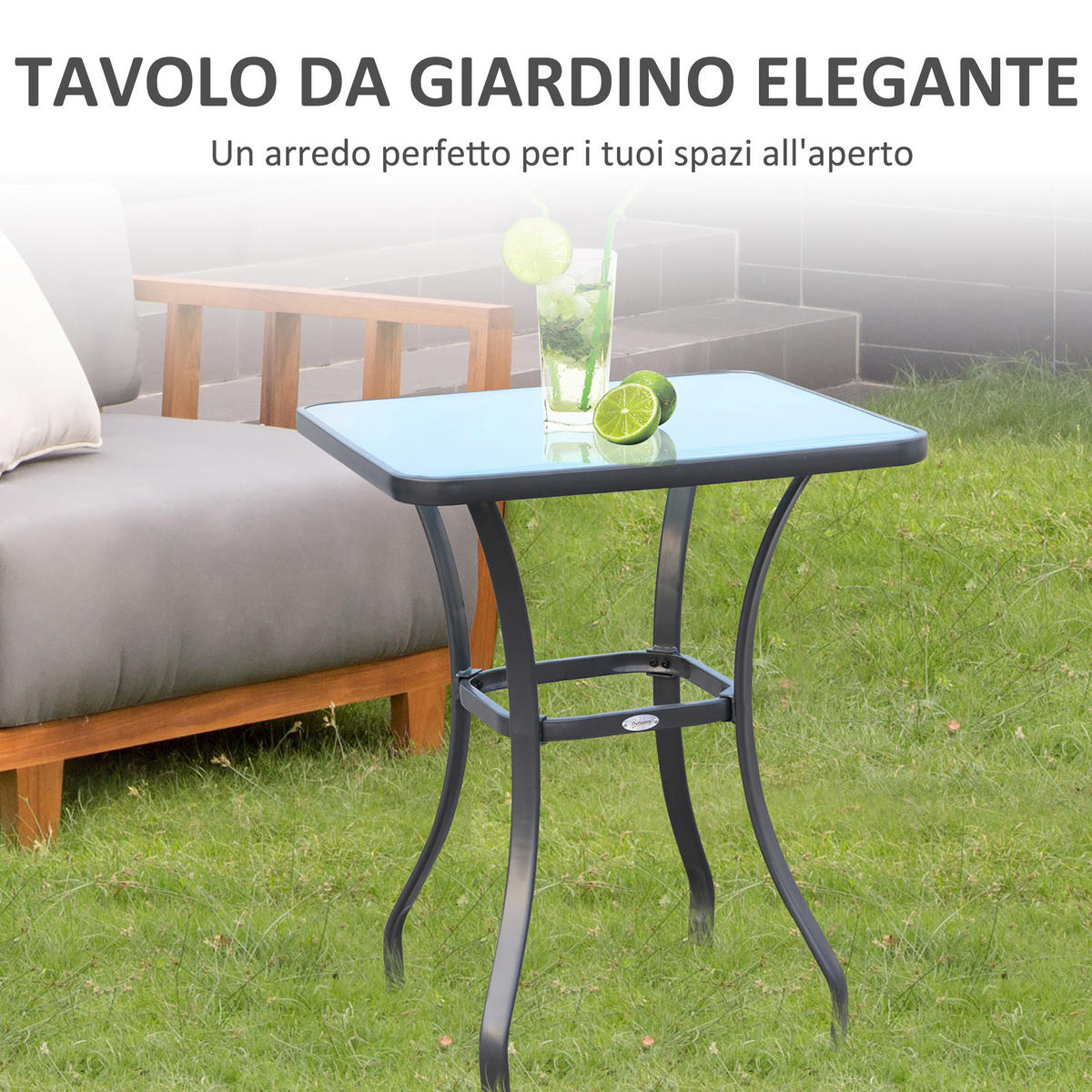 COUCHTISCH,GEHÄRTETES Glas Metallgestell 68,5x68,5x84cm,grau - Grau, Metall (68.5/68.5/84cm) - Vallsero